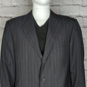 Ermenegildo Zegna Three Button Navy Striped Sportscoat, Men's 40R